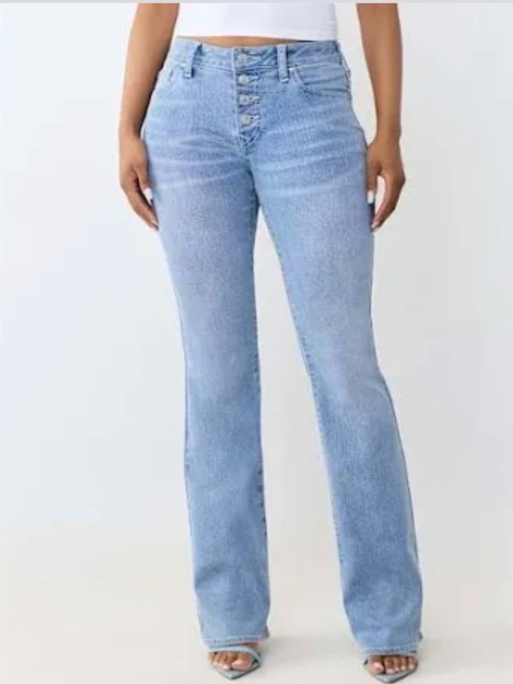 D.JEANS SIZE 16~LIGHT WASH DENIM JEANS STRAIGHT LEG ~MULTI BUTTON DOWN FLY